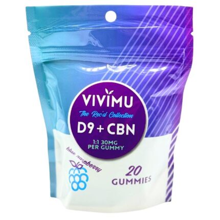 Vivimu Blue Raspberry Delta 9 CBN Gummies 20Count Front View 2