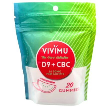 Vivimu Watermelon Delta 9 CBC Gummies 20 Count Front View 2