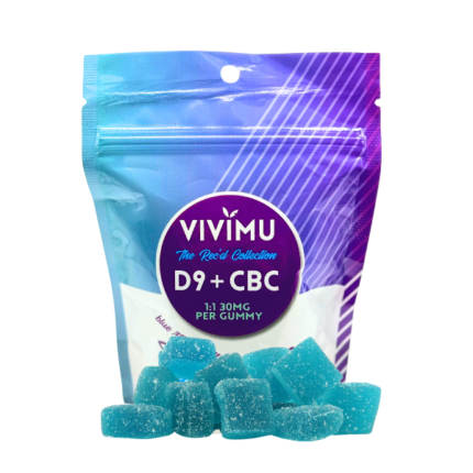 Vivimu Blue Raspberry Delta 9 CBC Gummies 20Count Front View 2