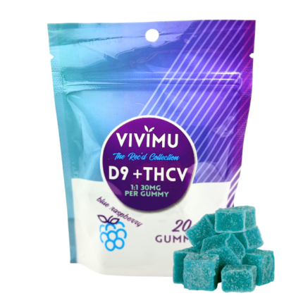 Vivimu Blue Raspberry Delta 9 THCV Gummies 20Count Front View 3