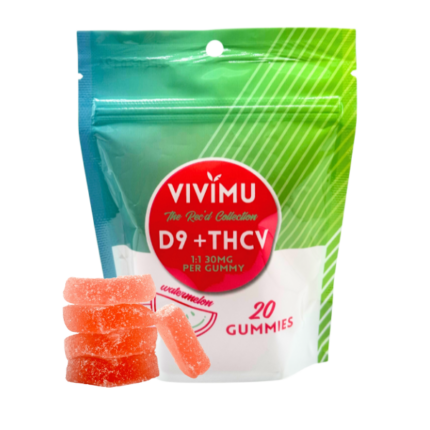 Vivimu Watermelon Delta 9 THCV Gummies 20Count Front View 1